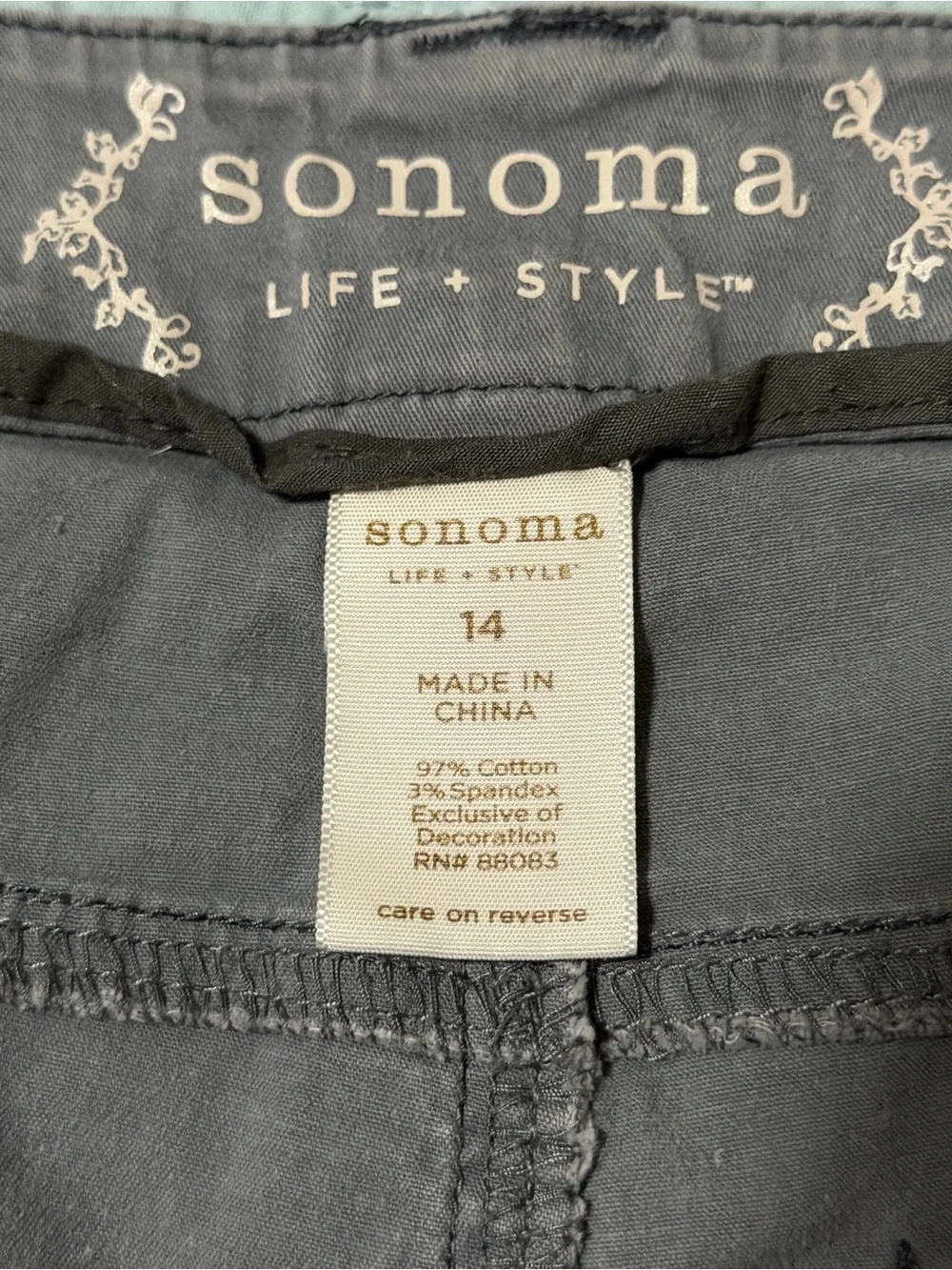 Sonoma Charcoal Gray Mid-Rise Bermuda Shorts - 14